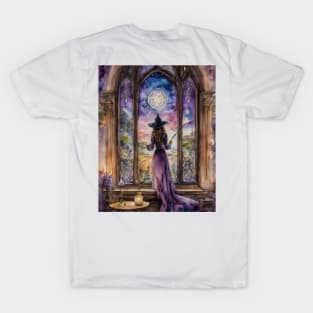 The Lavender Witch Casting a Spell T-Shirt